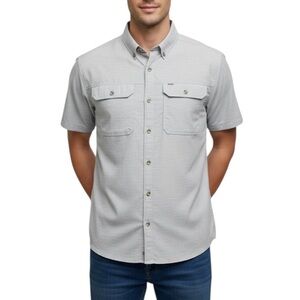 Mountain Hardwear Men's Casual Vented Short Sleeve Button Down Shirt XXL Grey